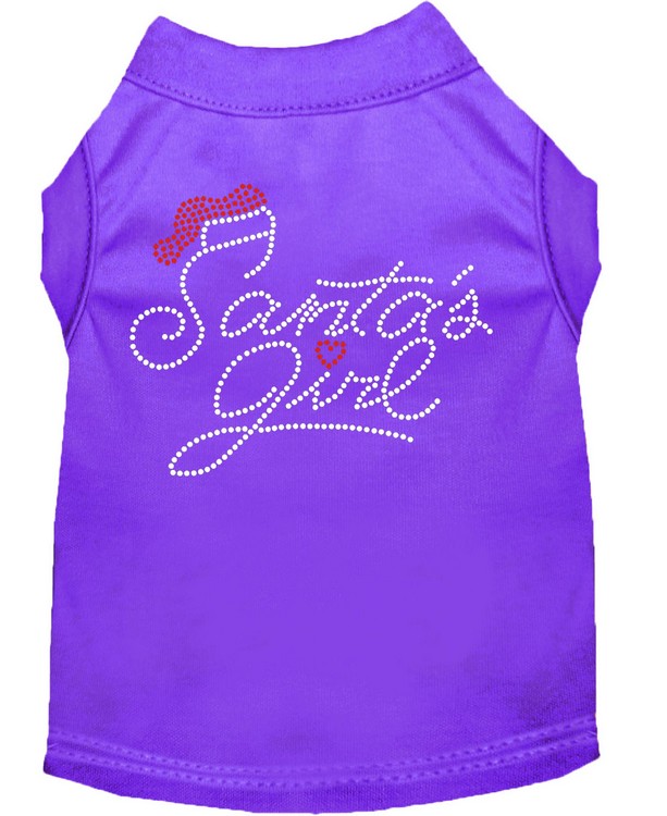 Santa's Girl Rhinestone Dog Shirt Purple XS